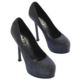 Saint Laurent-SAINT LAURENT  Heels EU 38 Suede-Navy blue