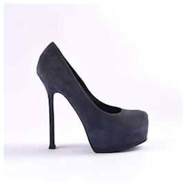 Saint Laurent-SAINT LAURENT  Heels EU 38 Suede-Navy blue