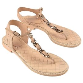 CHANEL  Sandals T.EU 40 Leather Beige