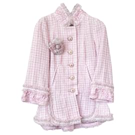Chanel-9,5K$ Tweed-Jacke mit Kamelienbrosche-Pink