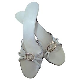 Gucci open heel sandals white leather White