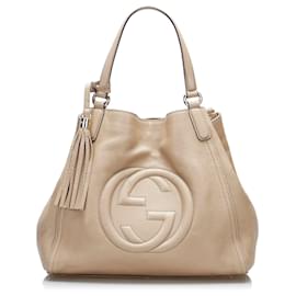 Gucci-Gucci Brown Soho Tote-Brown,Beige,Other