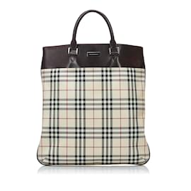 Burberry-Nova Check Canvas Tote Bag-Beige