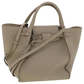 Céline-CELINE Big Bag Small Long Strap Hand Bag Leather Gray 183313a4T Auth 39321-Grey