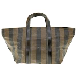 Fendi-FENDI Pecan Canvas Tote Bag Brown Black Auth bs4792-Brown,Black