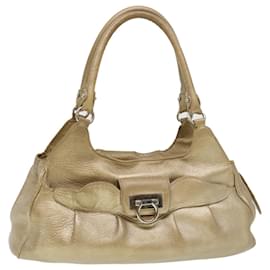 Salvatore Ferragamo-Salvatore Ferragamo Shoulder Bag Leather Gold EE-21 a069 Auth cl456-Golden