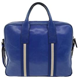 Bally-BALLY Hand Bag Leather 2way Blue Auth 39442-Blue
