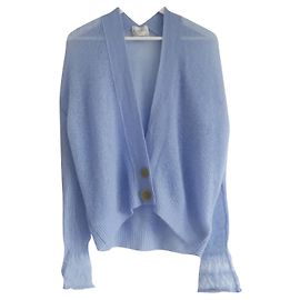 Forte Forte Forte_Forte Mohair-Cardigan mit Spitzenbündchen Hellblau