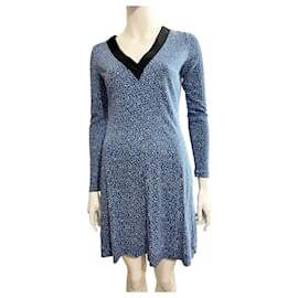 Diane Von Furstenberg-DvF-Seidenjersey-Kleid in Himmelblau mit Muster-Blau,Andere
