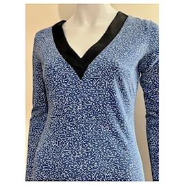 Diane Von Furstenberg-DvF silk jersey dress in sky blue with pattern-Blue,Other