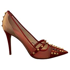 Valentino Garavani Rockstud Heels Red Leather Size 39 Red