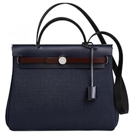 Hermès-BAG HERMES HERBAG 31-Black,Dark red,Dark blue