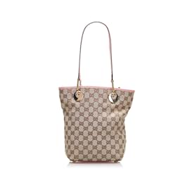 Gucci-Gucci Brown GG Canvas Eclipse Tote-Brown,Beige