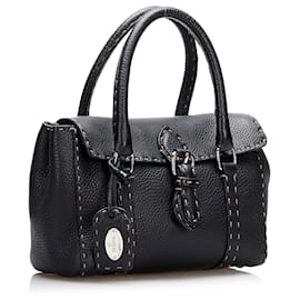 Fendi-Fendi Black Selleria Linda Handbag-Black