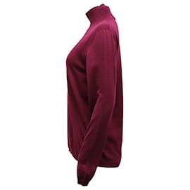 Marni-Marni Long Sleeve Turtleneck Sweater in Maroon Wool-Brown,Red