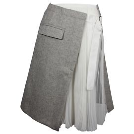 Sacai Asymmetric Midi Skirt in Grey Wool Grey
