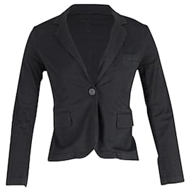 Nili Lotan-Nili Lotan Single-Breasted Blazer Jacket in Black Cotton-Black