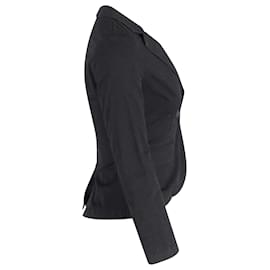 Nili Lotan-Nili Lotan Single-Breasted Blazer Jacket in Black Cotton-Black