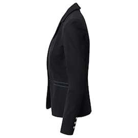 Maje-Maßgeschneiderte Maje-Jacke mit Kontrastbesatz aus schwarzer Baumwolle-Schwarz