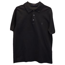Polo clásico de piqué de manga corta en algodón gris oscuro de Louis Vuitton Gris
