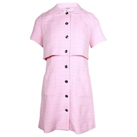 Sandro-Sandro Paris Short Sleeve Shirt Dress in Pink Cotton-Pink