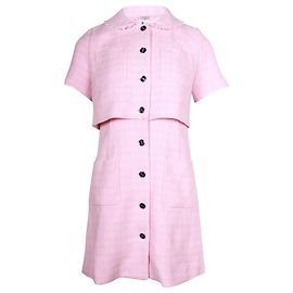 Sandro Paris Kurzarm-Hemdkleid aus rosa Baumwolle Pink