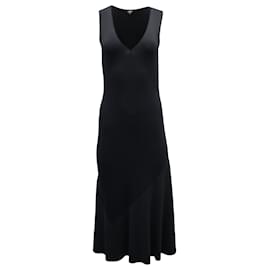 Theory-Theory Panelled Skirt Midi Dress in Black Rayon-Black