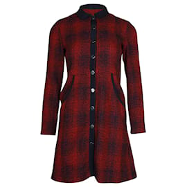 Maje-Maje Plaid Shirt Dress in Red Polyester-Other