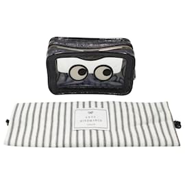 Anya Hindmarch-Trousse de Maquillage Anya Hindmarch Eyes Rainy Day en Cuir Bleu Marine-Bleu Marine