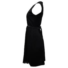 Autre Marque-Max Mara Studio Mini robe plissée sans manches en viscose noire-Noir