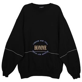 Balenciaga Homme – Besticktes Rundhals-Sweatshirt aus schwarzer Baumwolle Schwarz