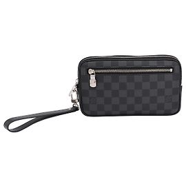 Louis Vuitton Alpha Clutch in Damier Graphite Grey Leather Black