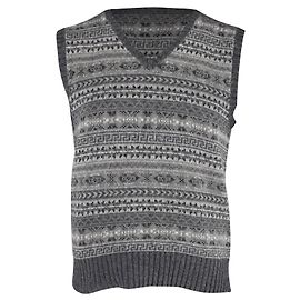 Chaleco gris de algodón de seda con cuello de pico Fair Isle de Polo Ralph Lauren Gris