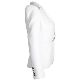 Pierre Balmain-Pierre Balmain Peak Lapel Double-Breasted Blazer in White Cotton-White