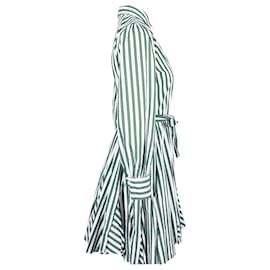 Maje-Maje Rebelle Striped Shirt Dress in Green Cotton-Other