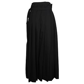 Yohji Yamamoto Pleated Wrap Maxi Skirt in Black Wool Black