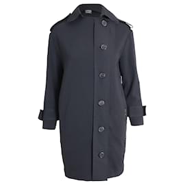 Lanvin-Lanvin Button-Front Trench Coat in Black Polyester-Black