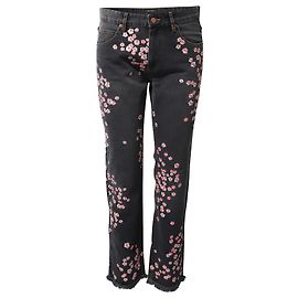 Isabel Marant Holan Vaqueros bordados de flores en algodón negro Negro