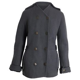 Lanvin Double-Breasted Coat in Grey Wool Grey
