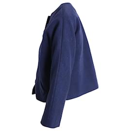 Balenciaga-Balenciaga Multi-Pocket Front Button Evening Jacket in Blue Wool-Blue