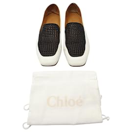 Chloé-Chloé Olene Two-Tone Loafers in White Leather-White