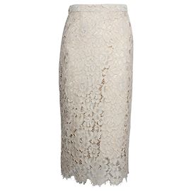 Falda lápiz midi de encaje de Dolce & Gabbana en rayón viscosa beige Beige