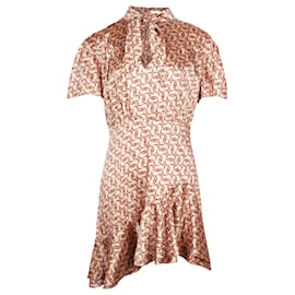 Sandro-Sandro Paris Printed Asymmetric Hem Dress in Beige Polyester-Other