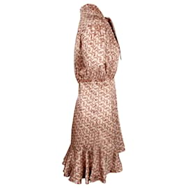 Sandro-Bedrucktes Kleid mit asymmetrischem Saum von Sandro Paris aus beigem Polyester-Andere