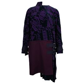 Vestido Sacai Manga Longa com Alça em Rayon Estampado Roxo Outro