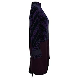 Sacai-Sacai Long Sleeve Strap Shift Dress in Purple Print Rayon-Other