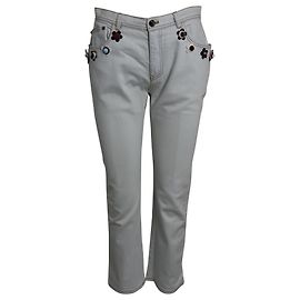 Jeans Fendi Flowerland em jeans de algodão azul claro Azul