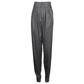 Isabel Marant Calça reta cintura alta plissada em lã virgem cinza Cinza