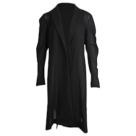 Yohji Yamamoto-Yohji Yamamoto Langer Mantel aus schwarzer Wolle-Schwarz