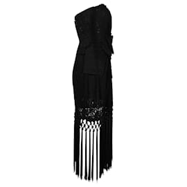 Dolce & Gabbana-Dolce & Gabbana Lace Fringe Dress in Black Nylon Viscose-Black